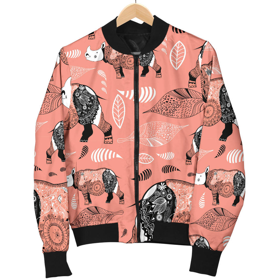 Rhino Tribal Pattern Men Bomber Jacket