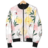 Swan Flower Pattern Women Bomber Jacket
