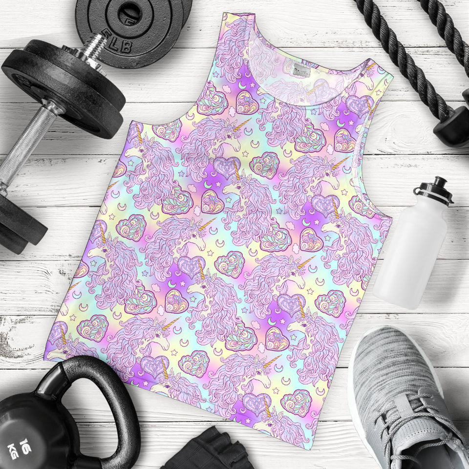 Unicorn Heart Pattern Men Tank Top