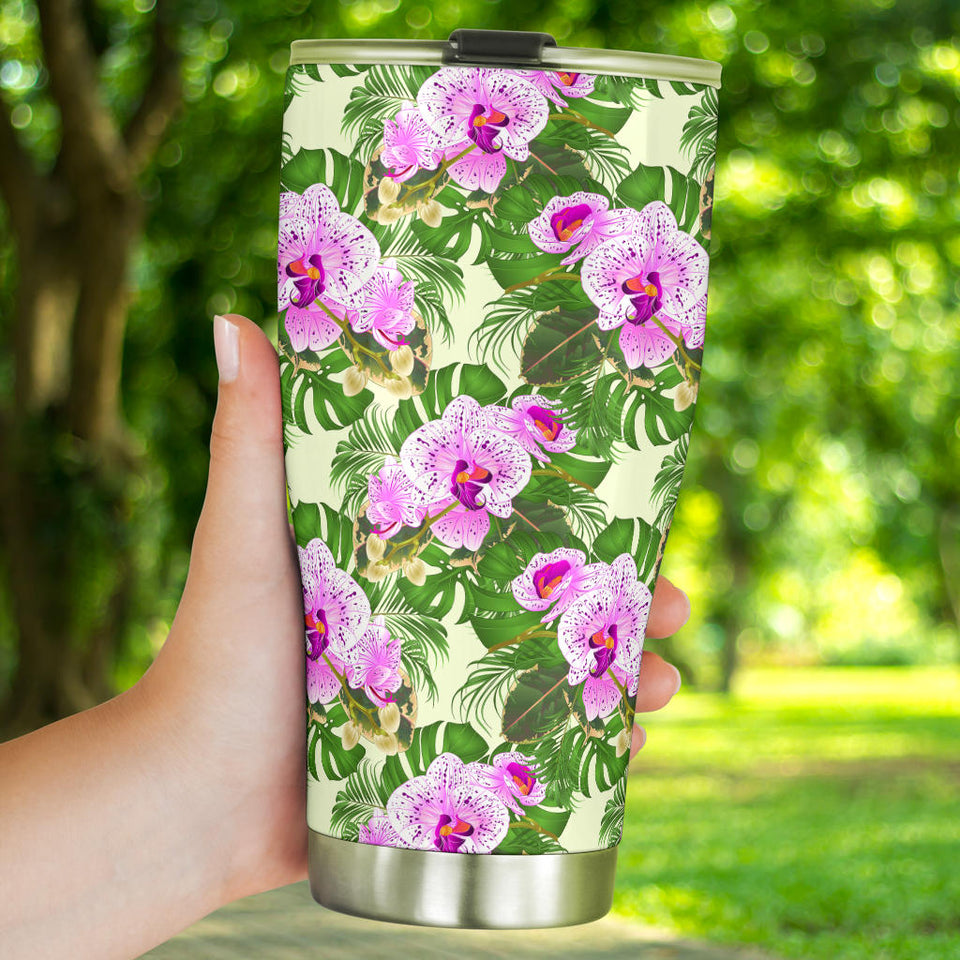 Orchid Leaves Pattern Tumbler