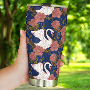 Swan Rose Pattern Tumbler