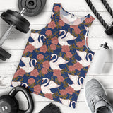 Swan Rose Pattern Men Tank Top