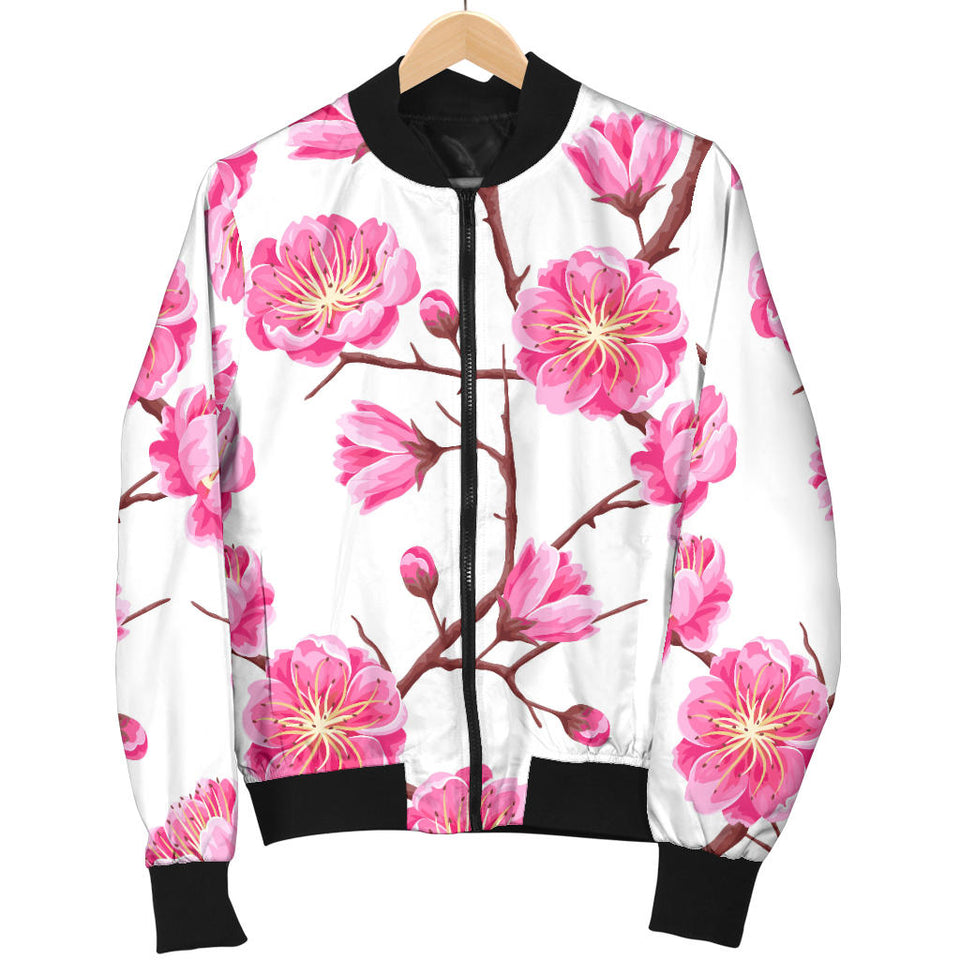 Pink Sakura Pattern Men Bomber Jacket