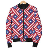 USA Star Stripe Pattern Women Bomber Jacket