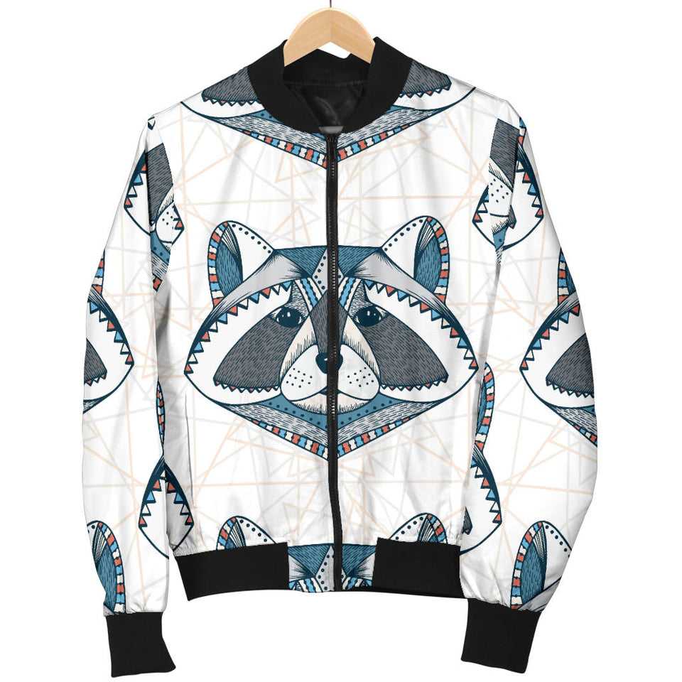 Raccoon Head Pattern Men Bomber Jacket