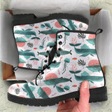 Whale Jelly Fish Pattern  Leather Boots