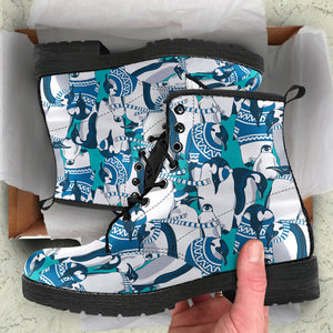 Penguin Pattern Leather Boots