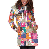 Snowman Colorful Theme Pattern Women Hoodie Dress