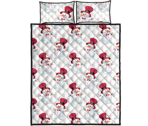 Cute Snowman Pattern Quilt Bed Set