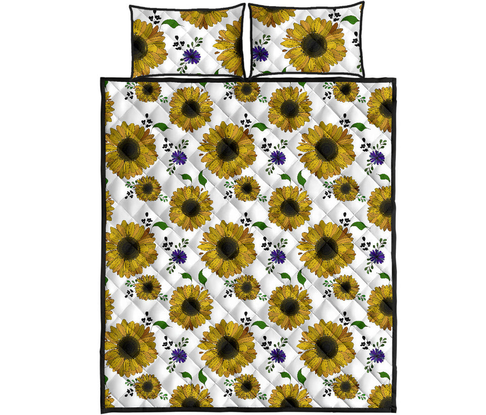 Sunflower Pattern Background Quilt Bed Set