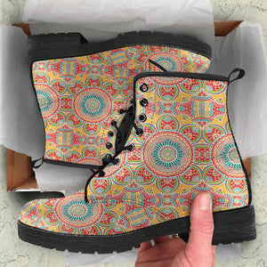 Indian Theme Pattern Leather Boots