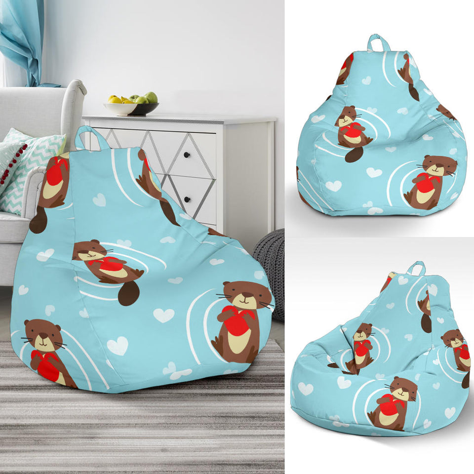 Otter Heart Pattern Bean Bag Cover