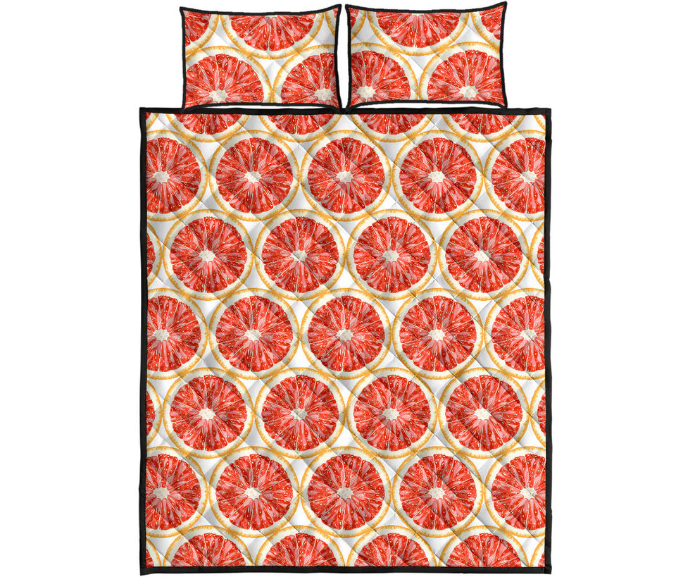 Sliced Grapefruit Pattern Quilt Bed Set