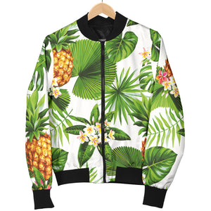 Pineapple Flower Leaves Pattern Women Bomber Jacket