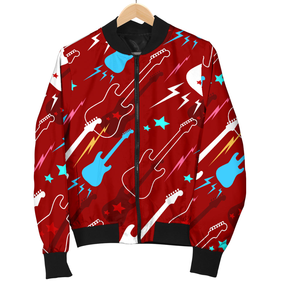 Electical Guitar Red Pattern Men Bomber Jacket