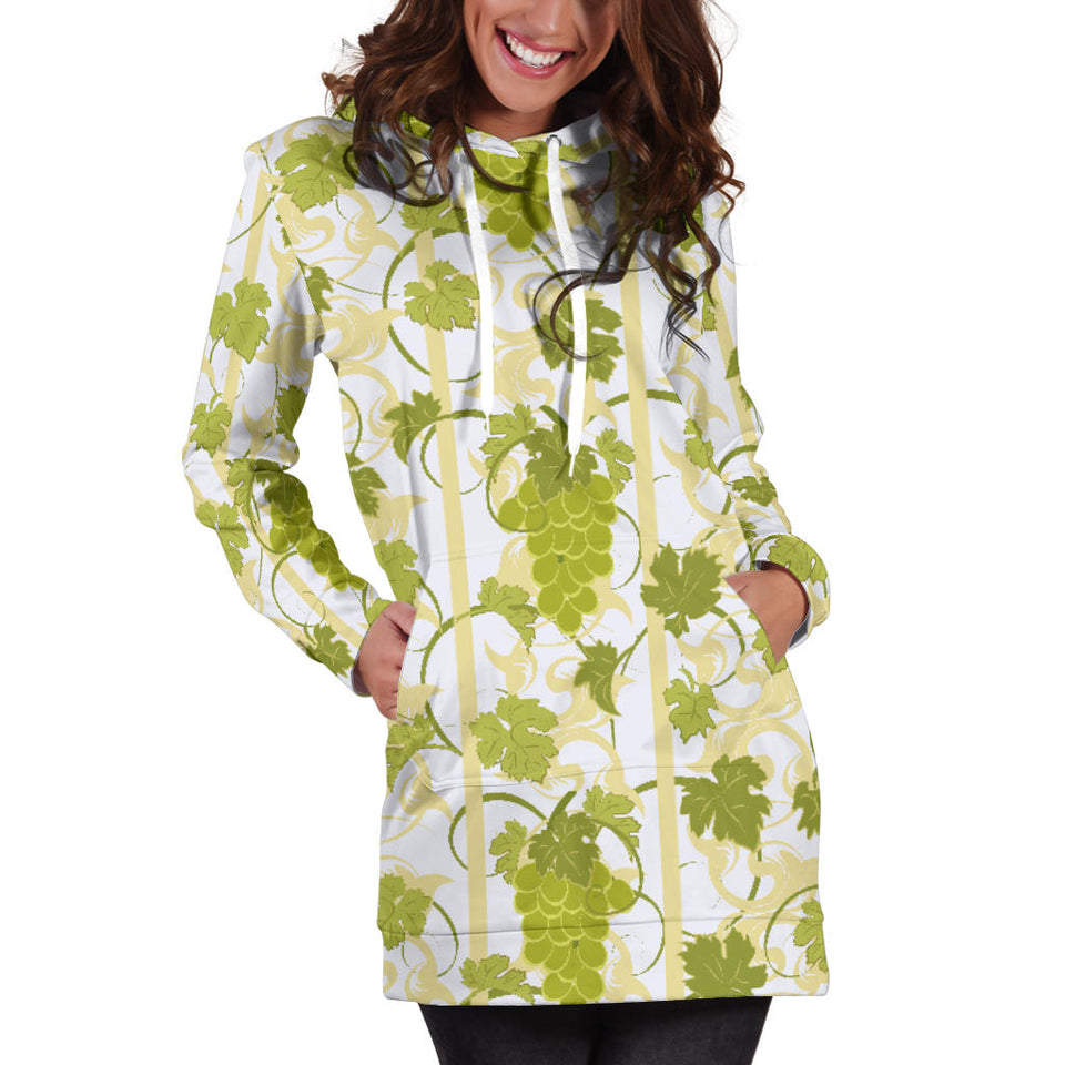 Grape Pattern Background Women Hoodie Dress