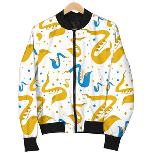 Saxophone Pattern Men Bomber Jacket