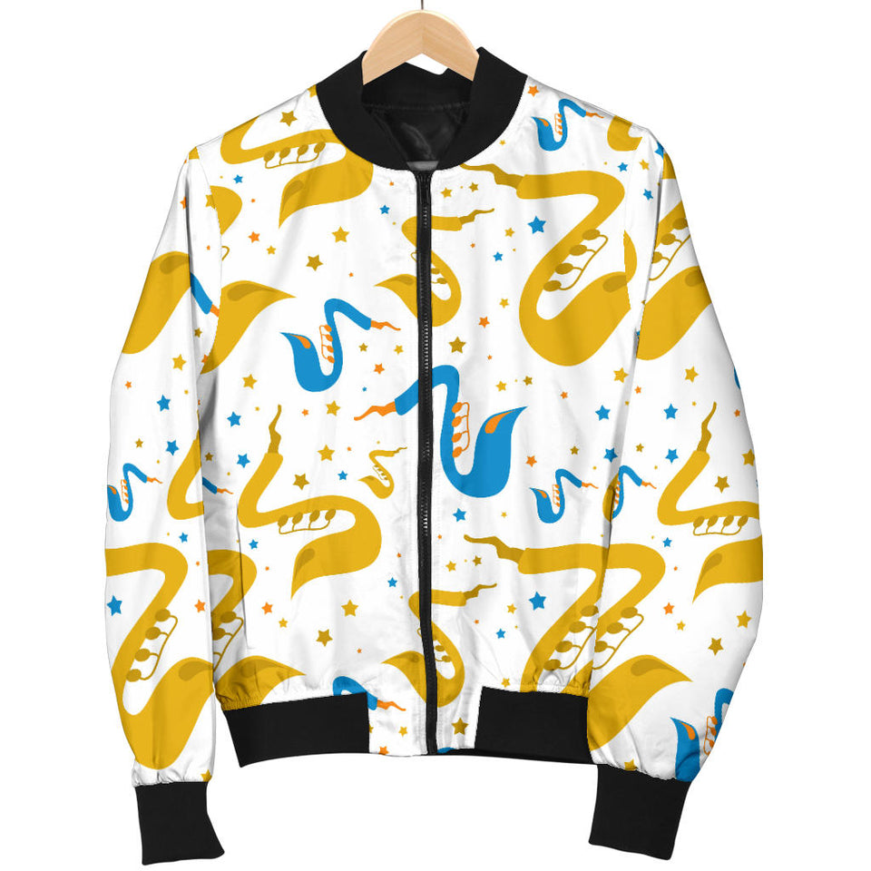 Saxophone Pattern Men Bomber Jacket