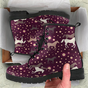 Horse Pattern Background Leather Boots