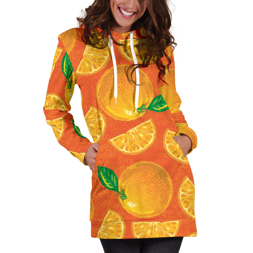 Orange Pattern background Women Hoodie Dress