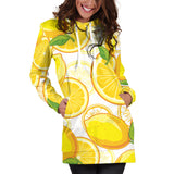 Lemon Pattern Background Women Hoodie Dress