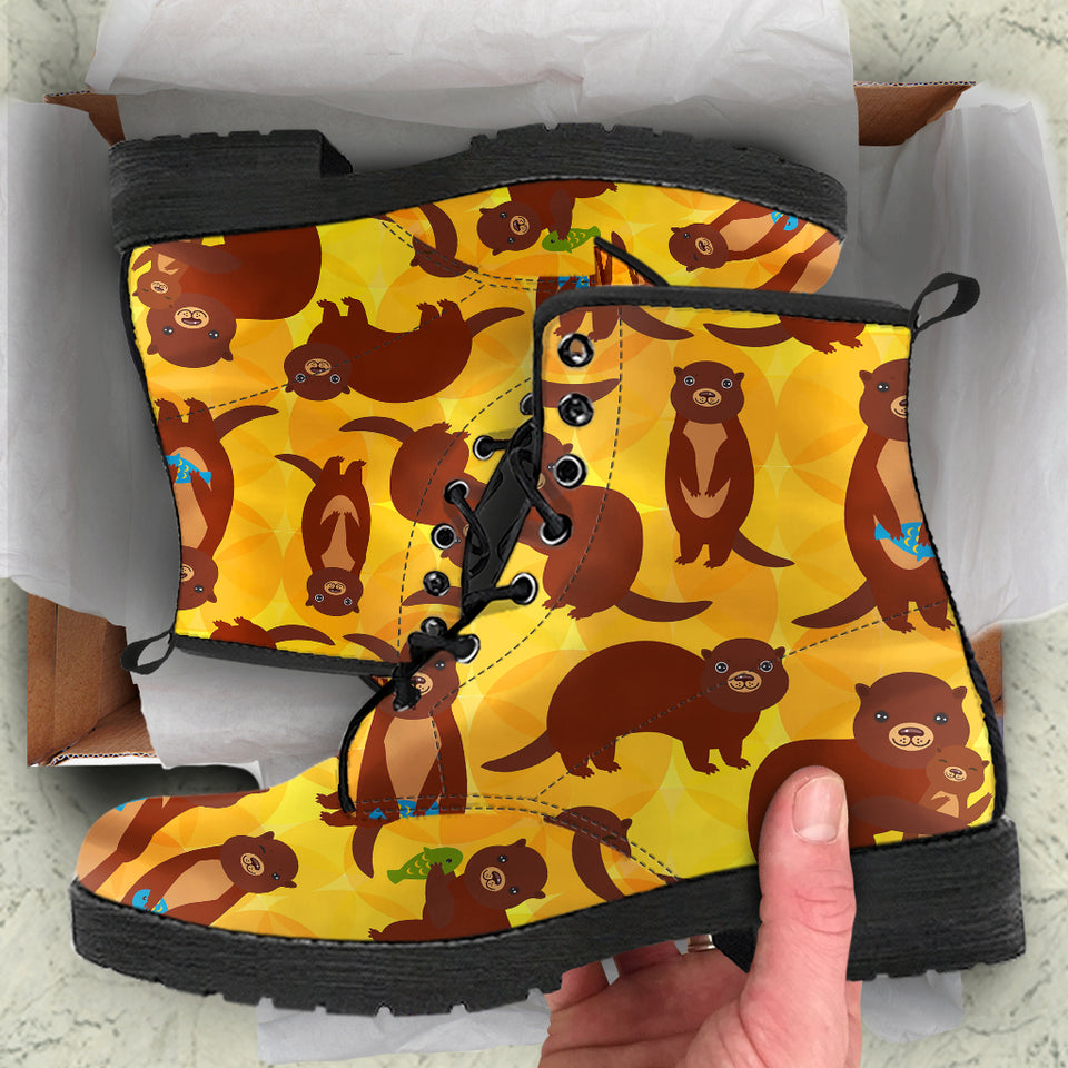 Otter Pattern Leather Boots