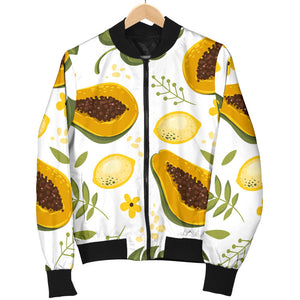 Papaya Leaves Flower Pattern Men Bomber Jacket