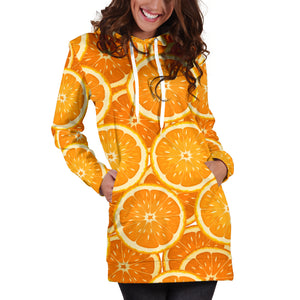 Sliced Orange Pattern Women Hoodie Dress