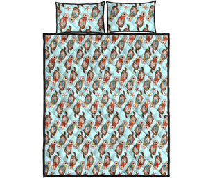 Otter Pattern Background Quilt Bed Set