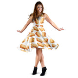 Sandwich Pattern Print Design 01 Sleeveless Midi Dress