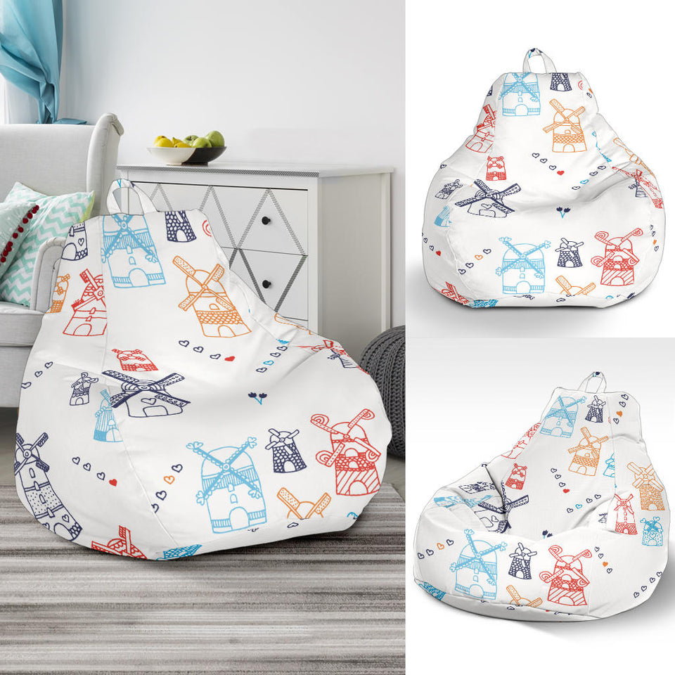 Hand Drawn Windmill Pattern Bean Bag Cover