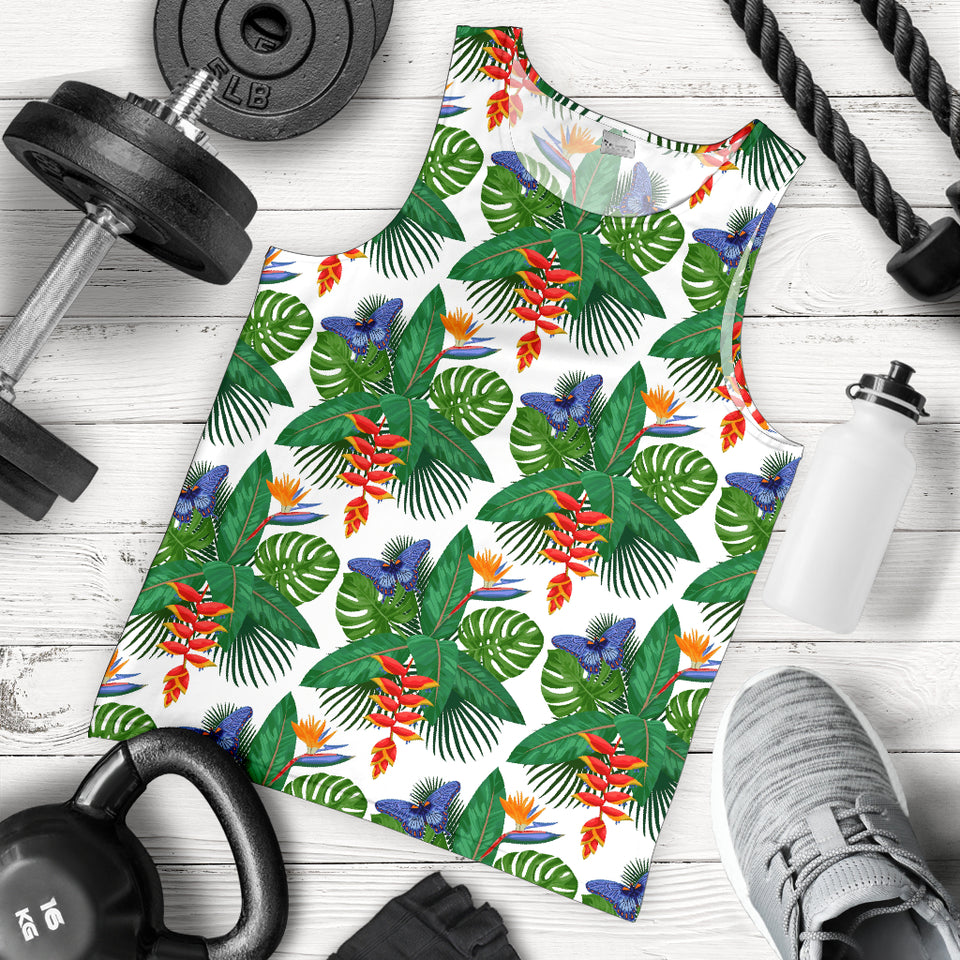 Heliconia Butterfly Leaves Pattern Men Tank Top