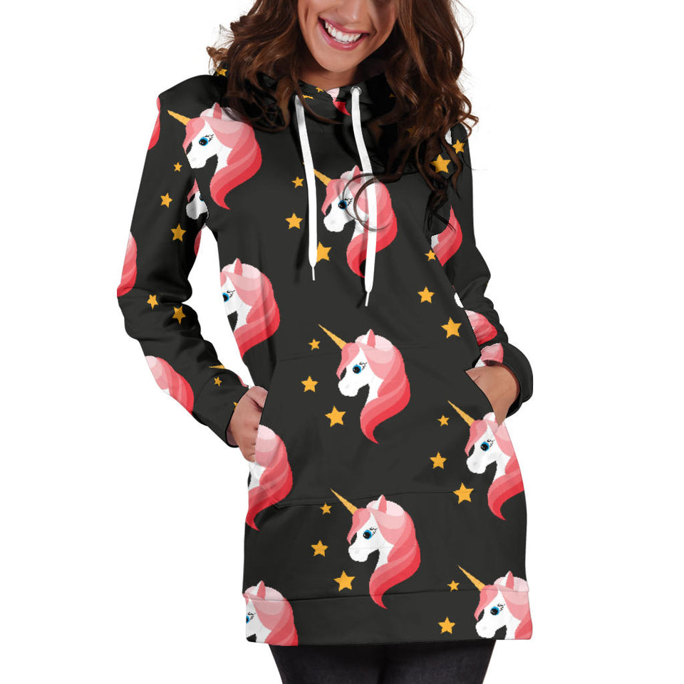 Unicorn Star Pattern Women Hoodie Dress