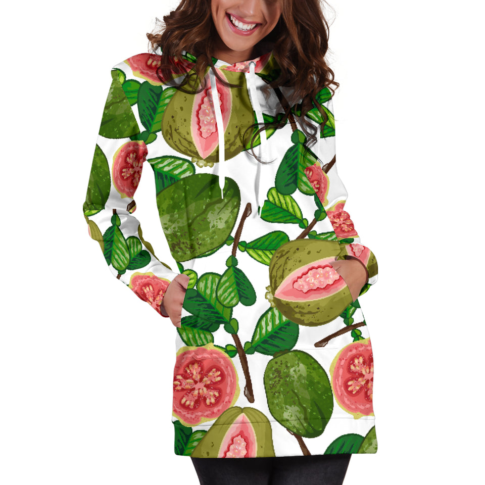 Guava Leaves Pattern Women Hoodie Dress