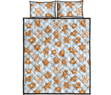 Christmas Gingerbread Cookie Pattern background Quilt Bed Set