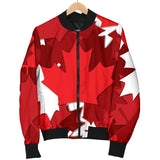 Canadian Maple Leaves Pattern Women Bomber Jacket