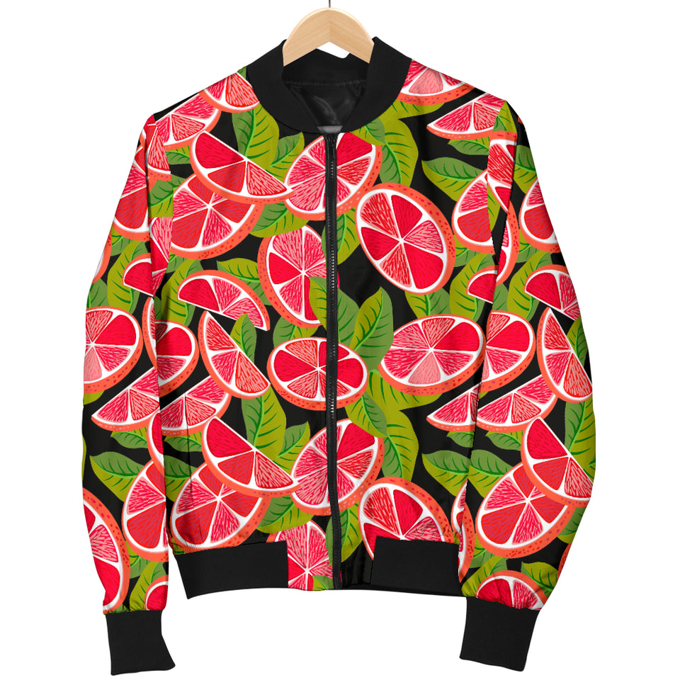 Grapefruit Leaves Pattern Men Bomber Jacket