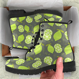 Lime Pattern Theme Leather Boots