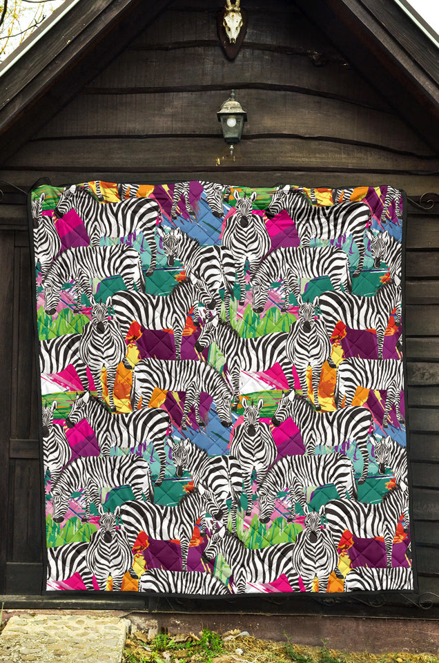 Zebra Colorful Pattern Premium Quilt