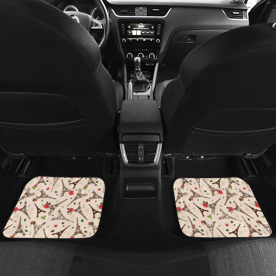 Eiffel Tower Pattern Print Design 03 Front and Back Car Mats