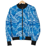 Dolphin Tribal Blue Pattern  Men Bomber Jacket