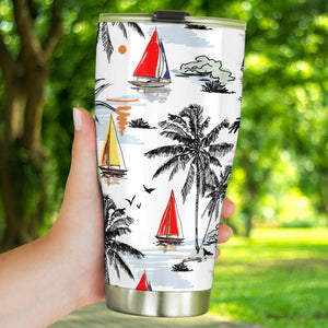 Sailboat Pattern Background Tumbler