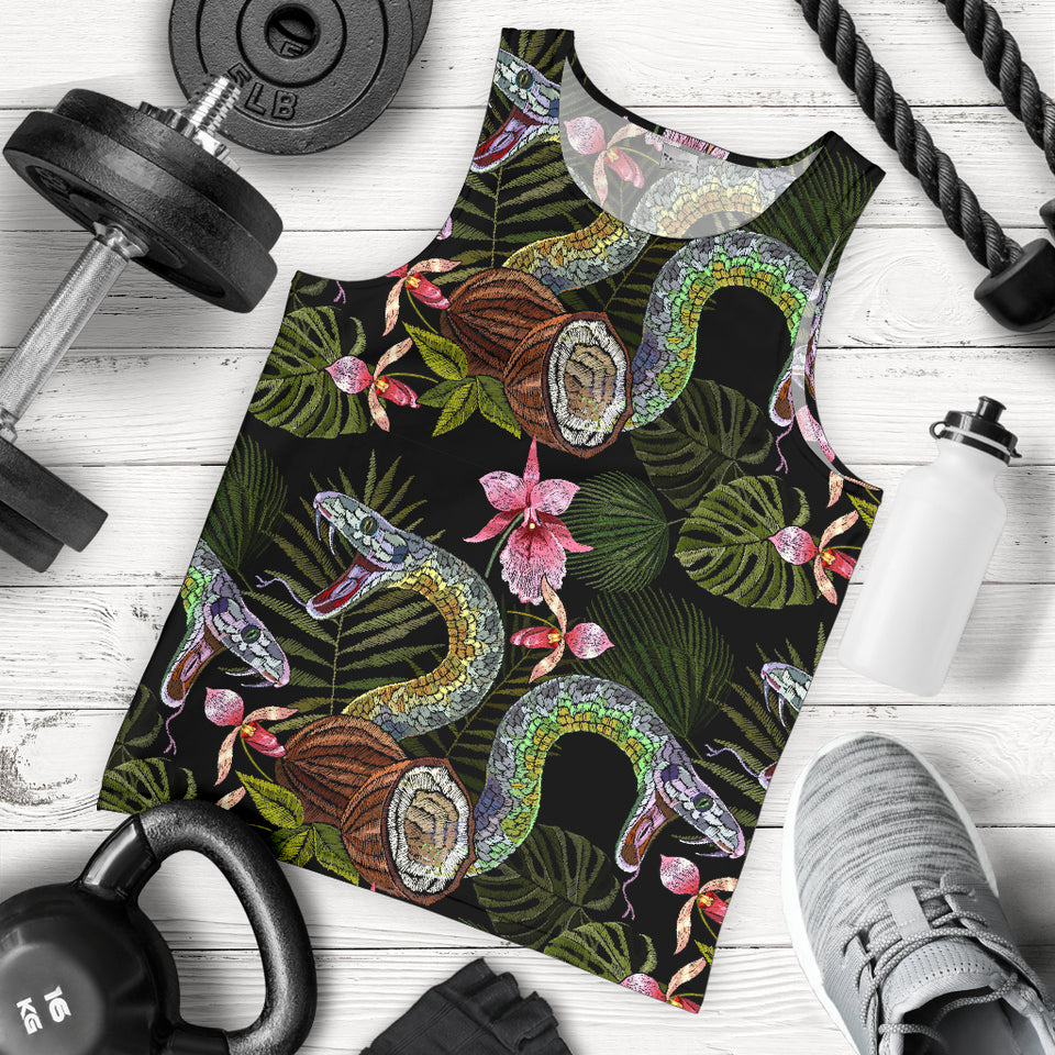 Snake Leaves Coconut Pattern Men Tank Top