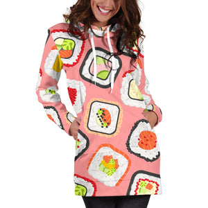 Sushi Roll Pattern Women Hoodie Dress