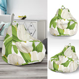White Tulip Pattern Bean Bag Cover