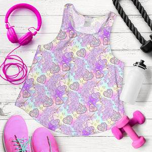 Unicorn Heart Pattern Women Racerback Tank Top