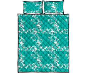 Dolphin Sea Shell Starfish Pattern Quilt Bed Set