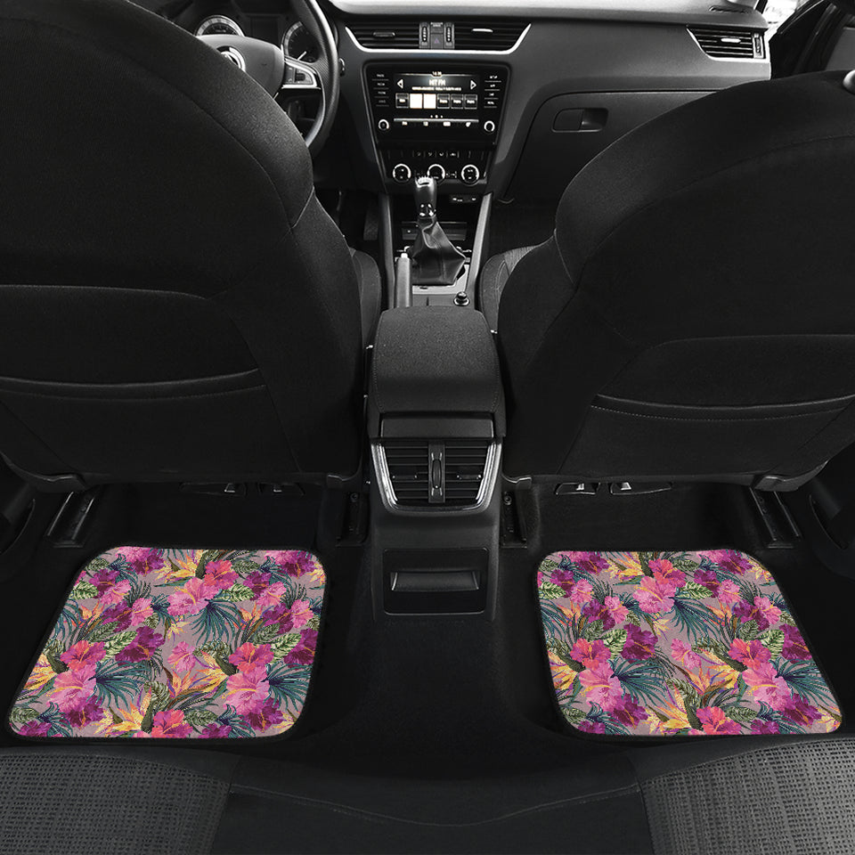 Hibiscus Pattern Print Design 03 Front and Back Car Mats