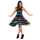 Skate Board Pattern Print Design 03 Sleeveless Midi Dress