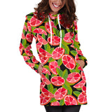 Grapefruit Leaves Pattern Women Hoodie Dress